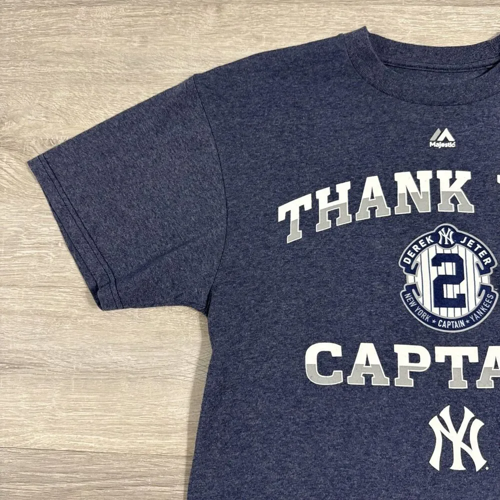 Derek Jeter Shirt New York Yankees Baseball Majestic Men's Blue Medium Tee